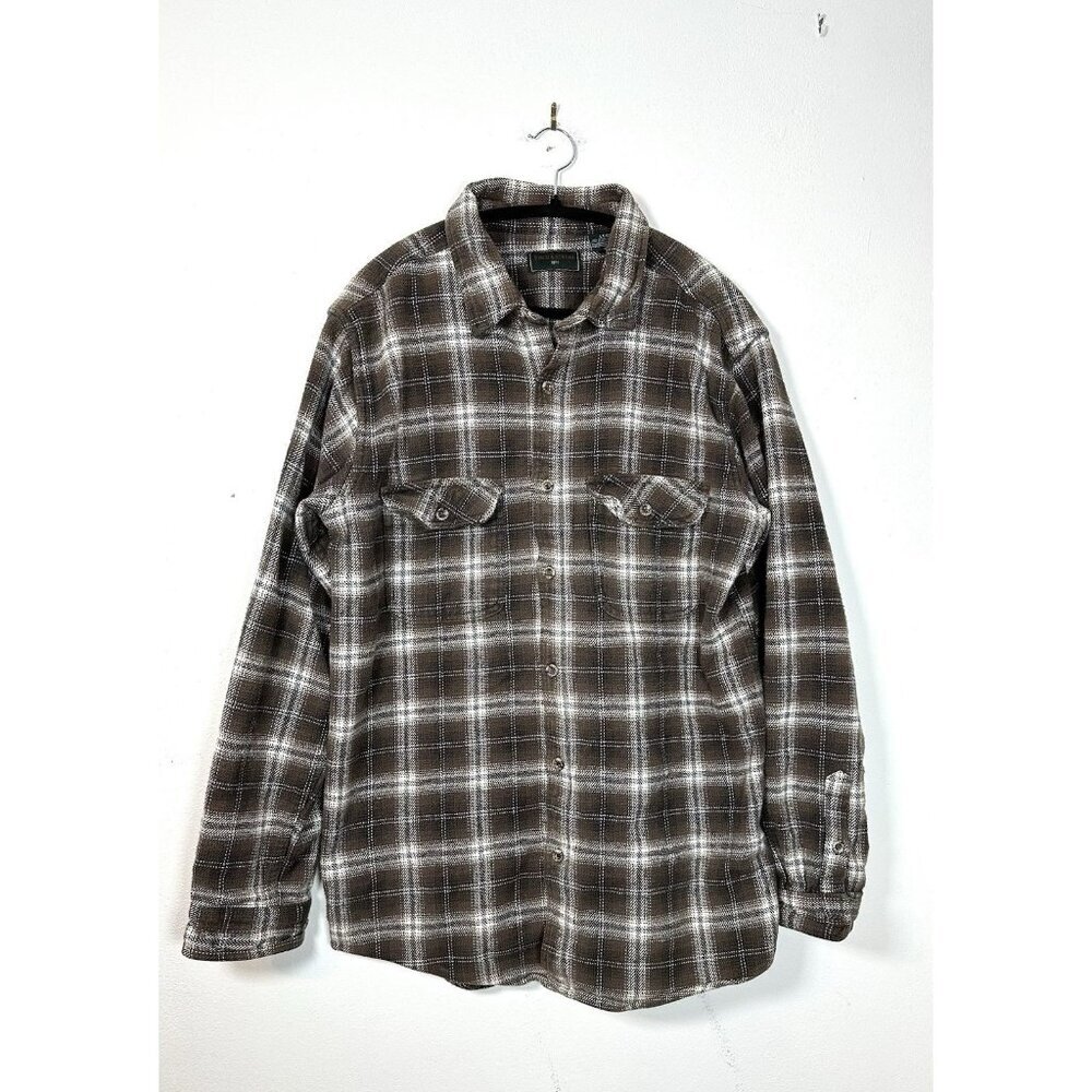 Vintage Field & Stream Men's Brown Plaid Thick Flannel Shirt LT Large Tall